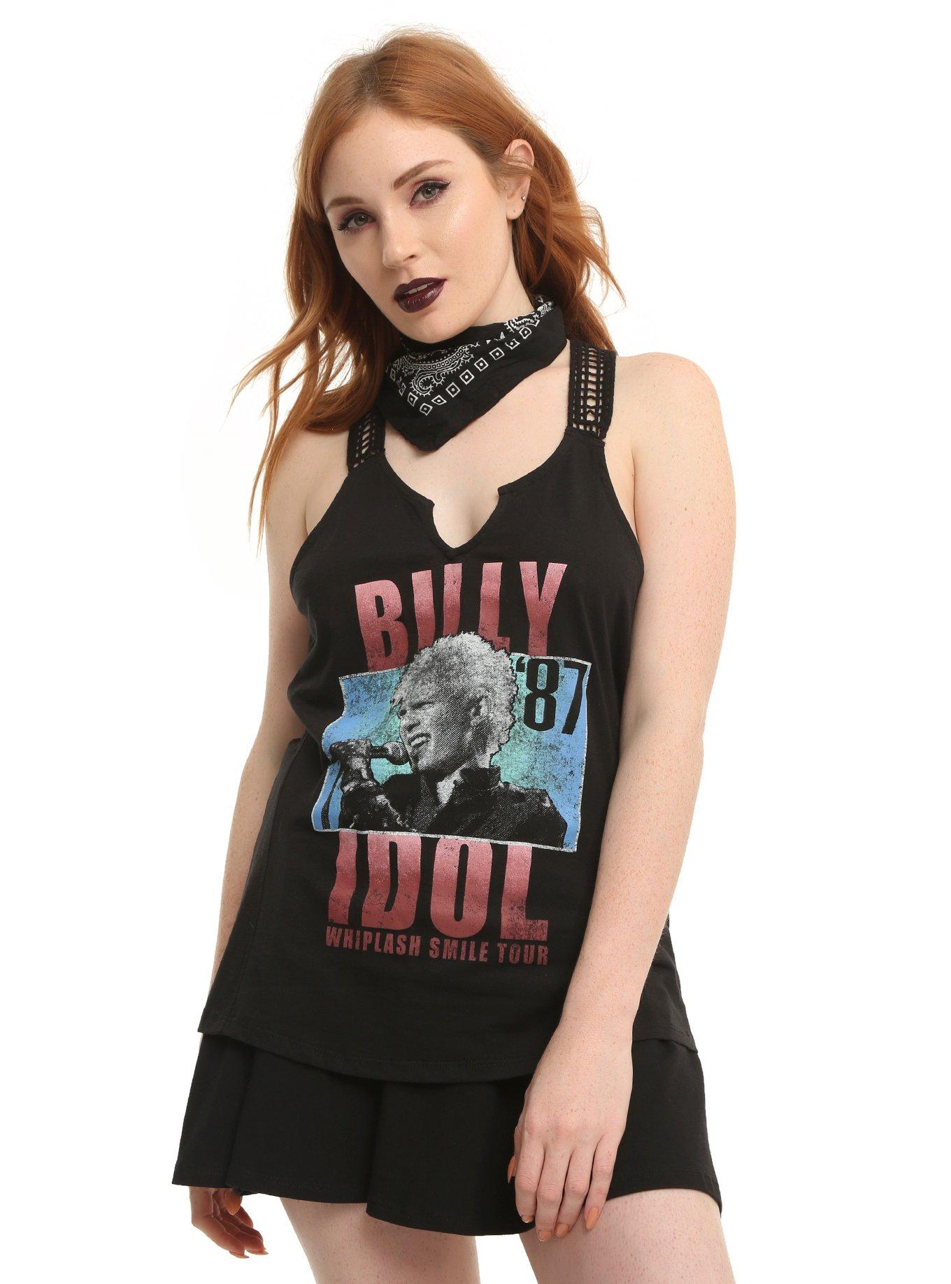 Billy Idol Crochet Back Girls Tank Top, BLACK, hi-res