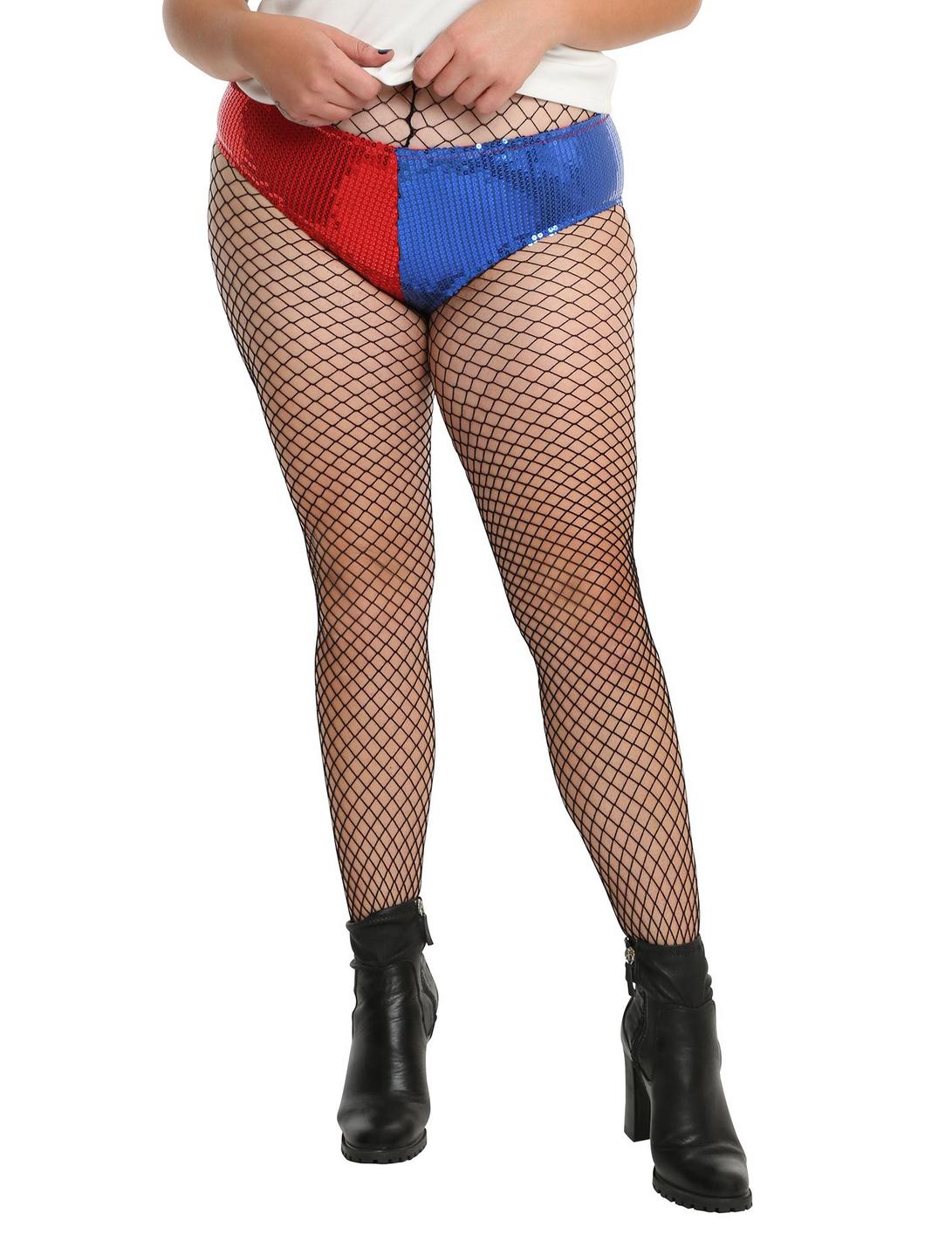 DC Comics Suicide Squad Harley Quinn Sequin Cosplay Hot Pants Plus Size, BLUE, hi-res