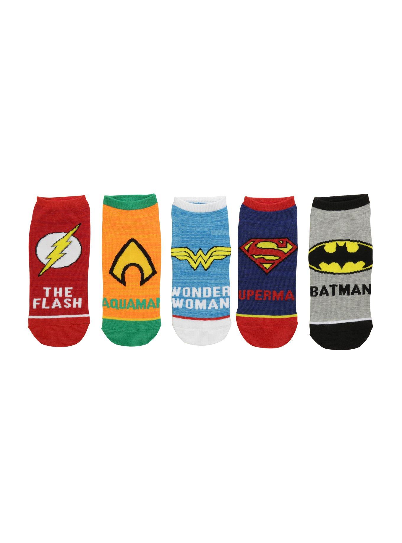 DC Comics Heroes Guys No-Show Socks 5 Pair, , hi-res