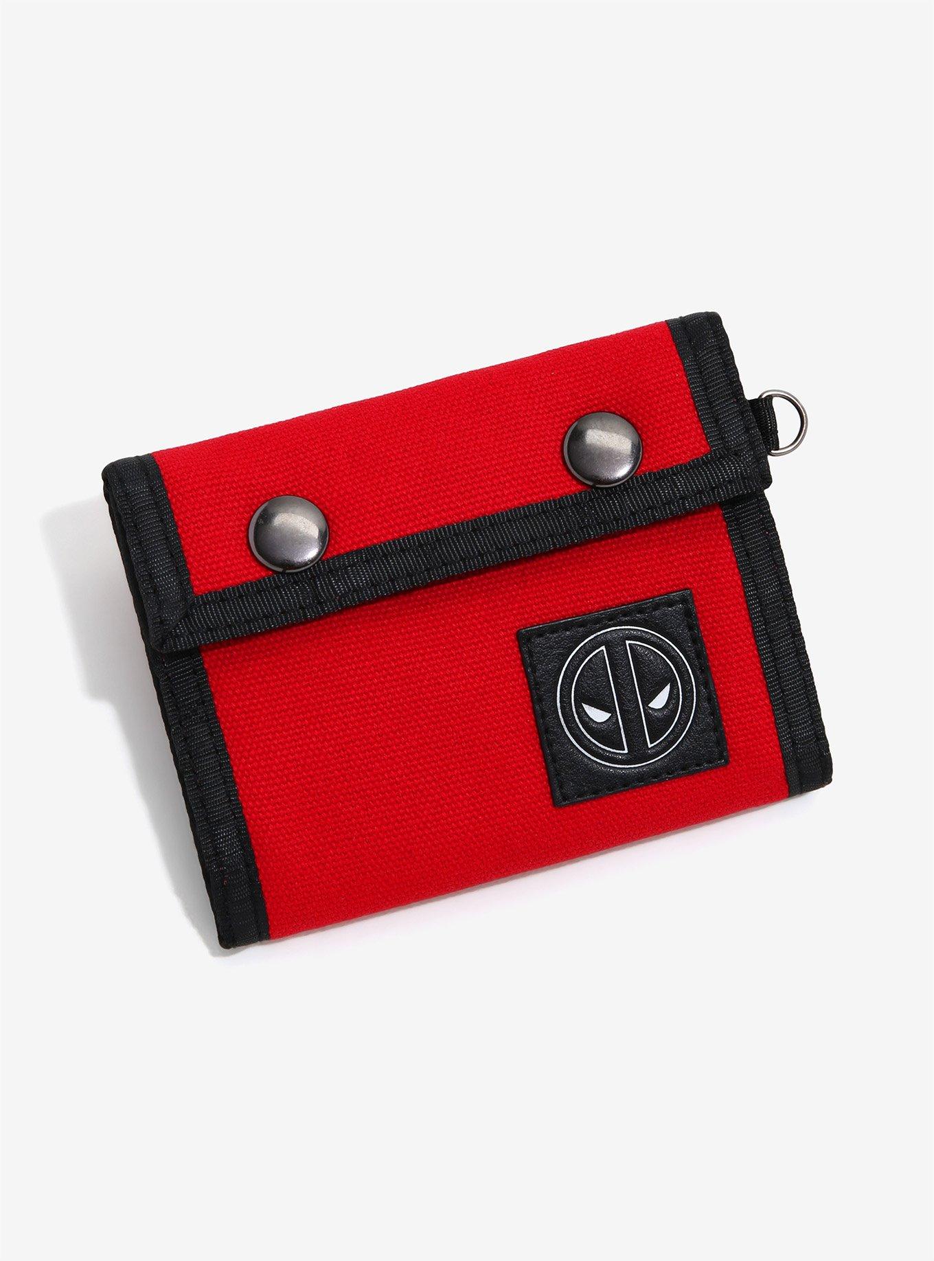 Marvel Deadpool Logo Canvas Snap Tri-Fold Wallet - BoxLunch Exclusive, , hi-res