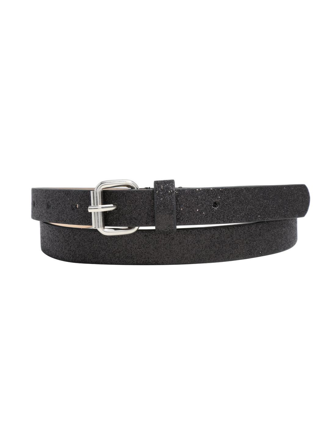Black Glitter Skinny Belt, , hi-res