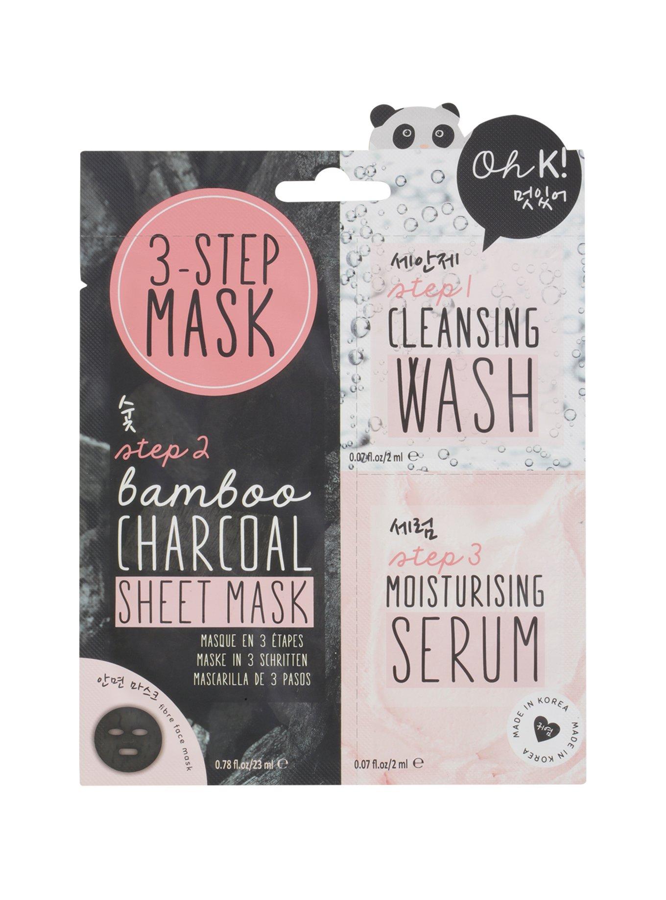 Oh K! 3-Step Bamboo & Charcoal Moisturizing Face Mask, , hi-res
