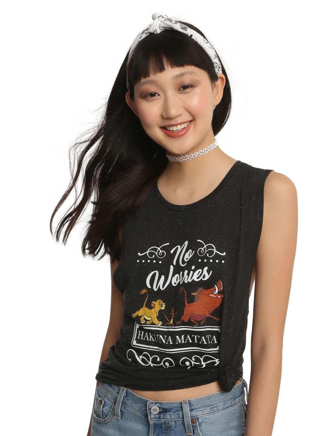 Disney The Lion King Hakuna Matata Speckled Girls Muscle Top, BLACK, hi-res
