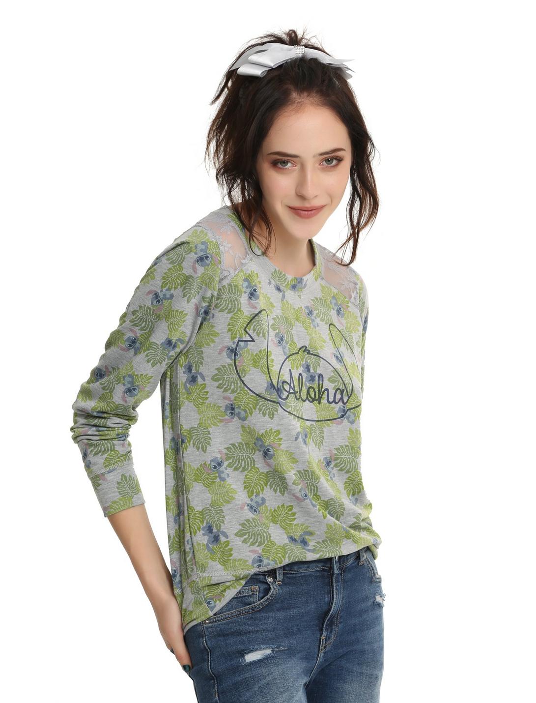 Disney Lilo & Stitch Alhoa Foliage Girls Sweatshirt, GREY, hi-res