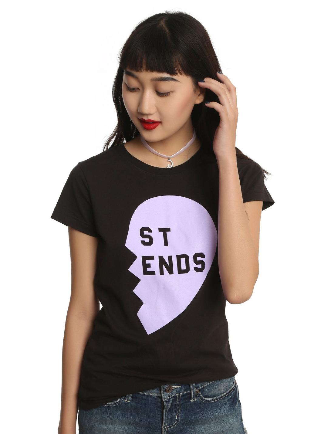 Pastel Purple Heart Best Friends Girls T-Shirt, HEATHER GREY, hi-res