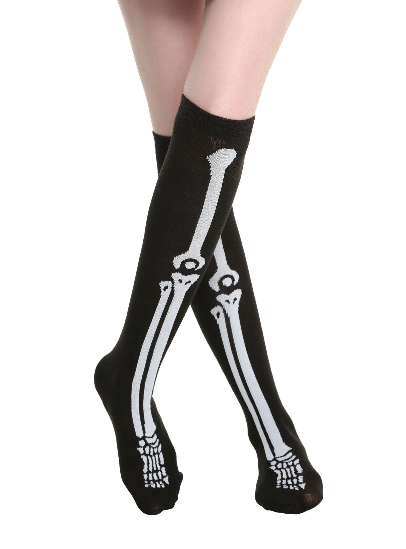 Skeleton Black Thigh Highs | Hot Topic