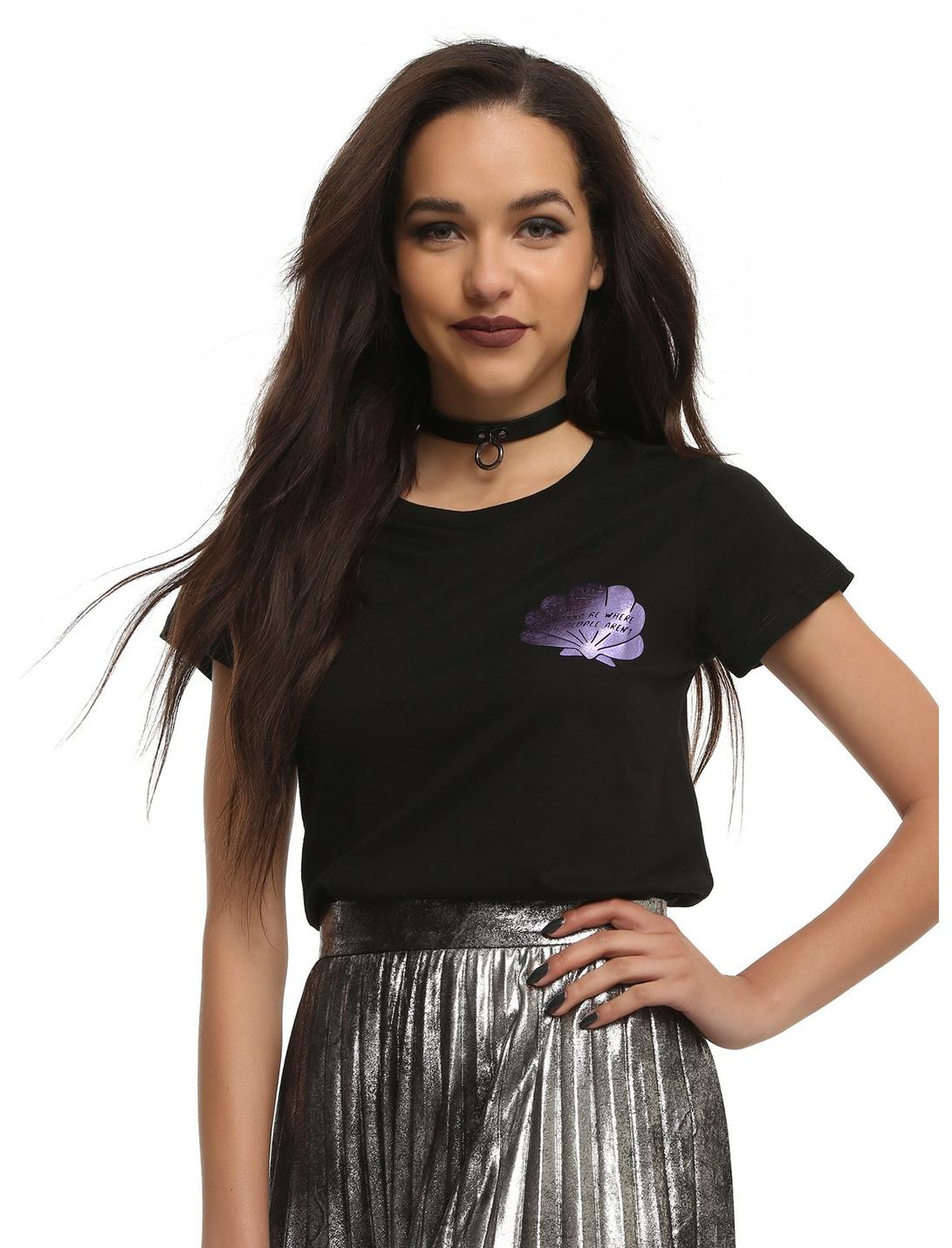Seashell I Want To Be Where The People Aren't Mermaid Girls T-Shirt, BLACK, hi-res
