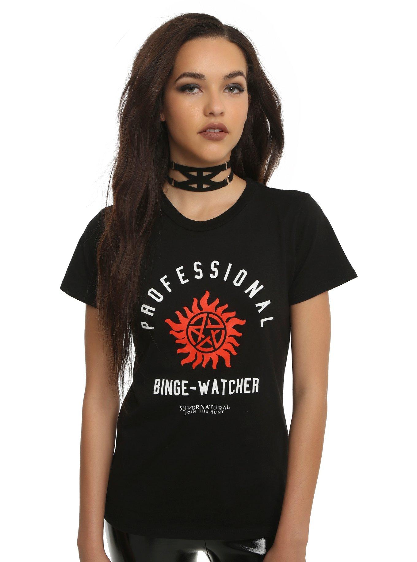 Supernatural Professional Binge-Watcher Girls T-Shirt, BLACK, hi-res