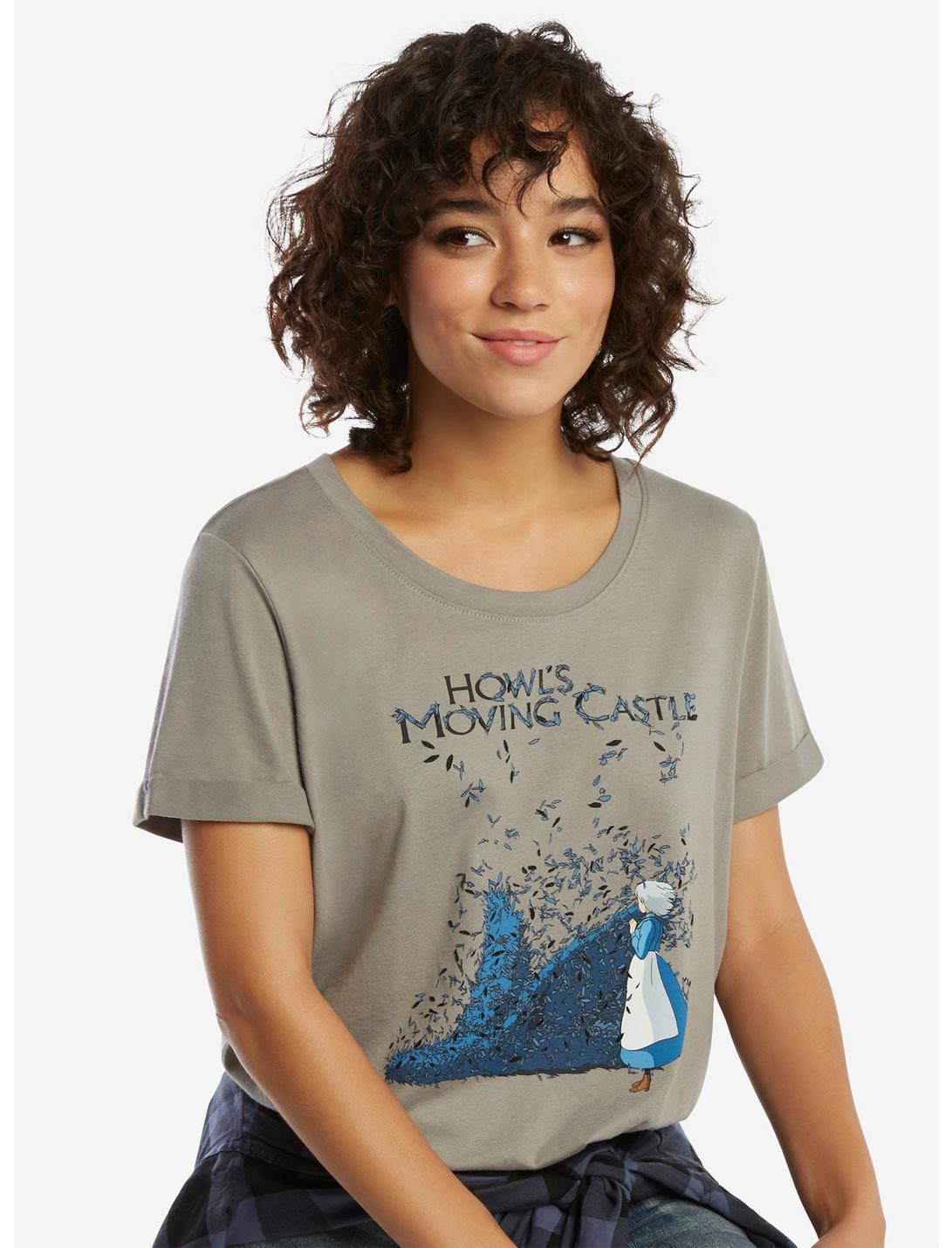 Studio Ghibli Howl's Moving Castle Feathers T-Shirt, BLACK, hi-res