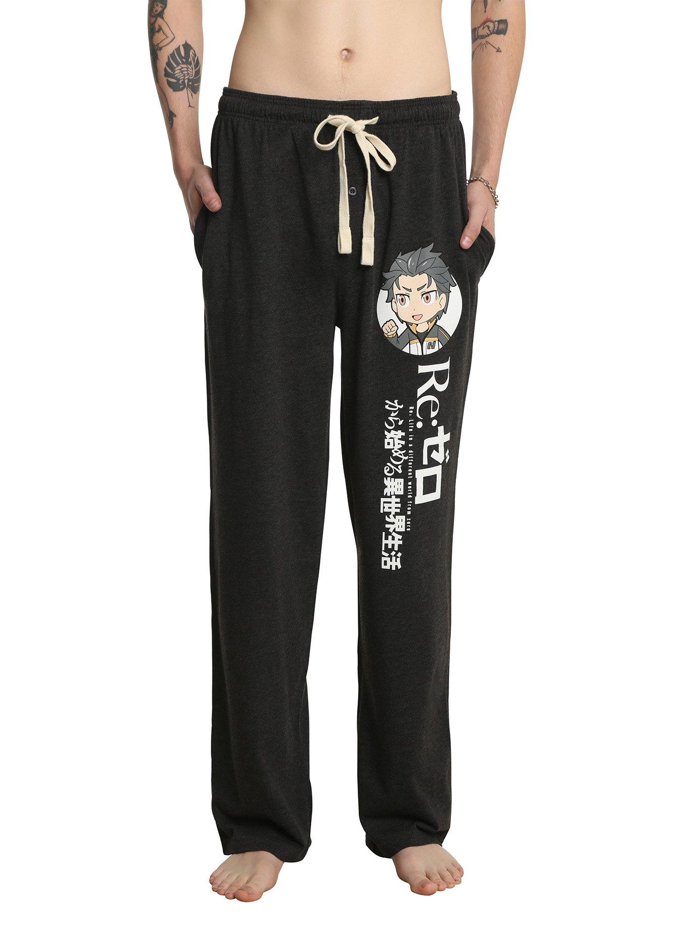 Re:Zero Guys Subaru Natsuki Pajama Pants, BLACK, hi-res