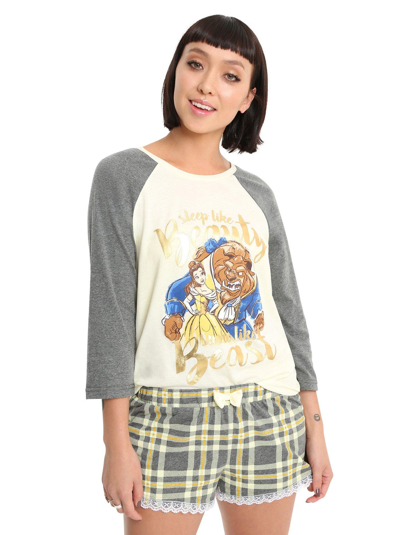 Disney Beauty And The Beast Plaid Girls Sleep Set, MULTI, hi-res