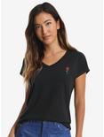 Red Rose Embroidery Womens Tee, BLACK, hi-res