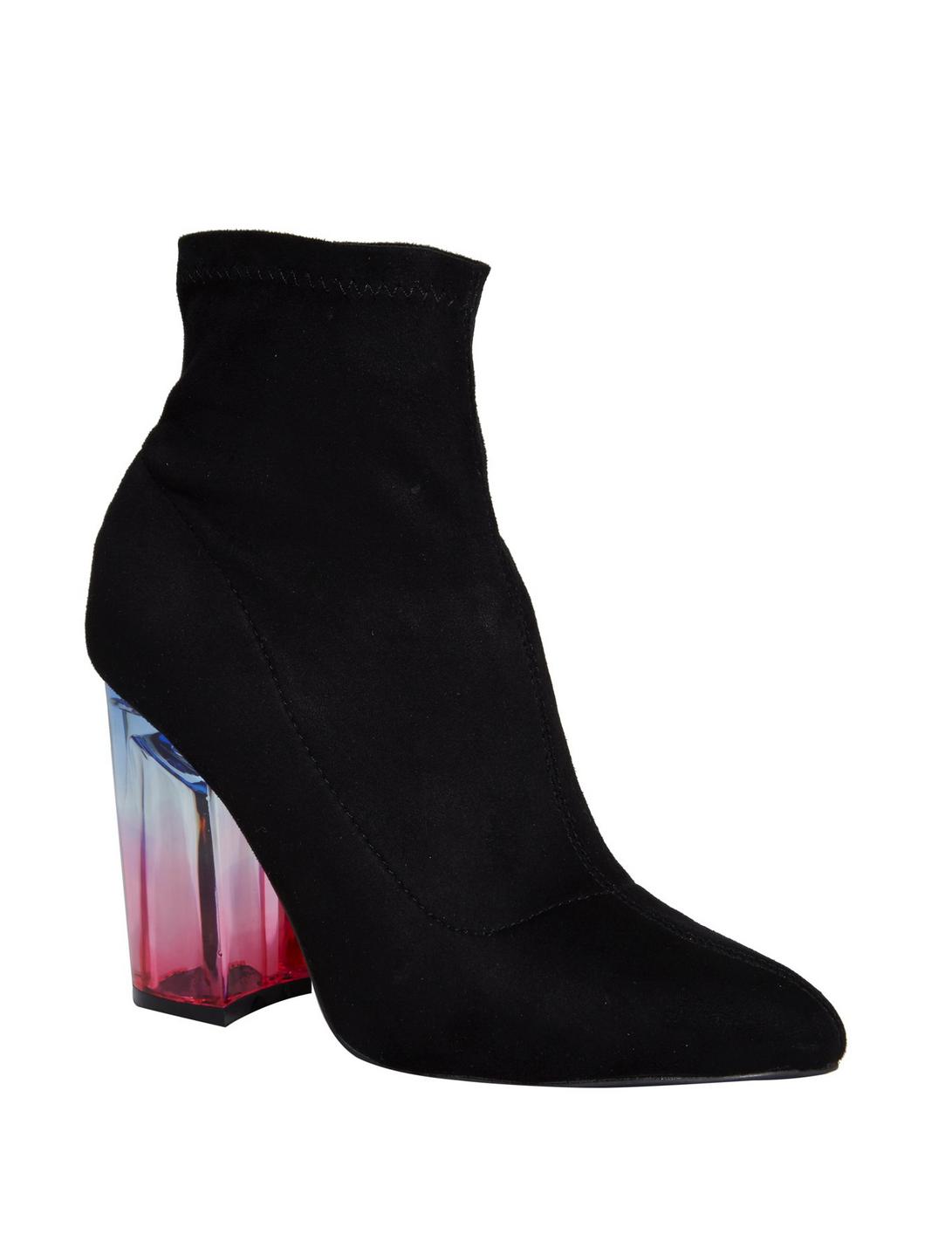 Black Bootie With Clear Ombre Heel, MULTI, hi-res