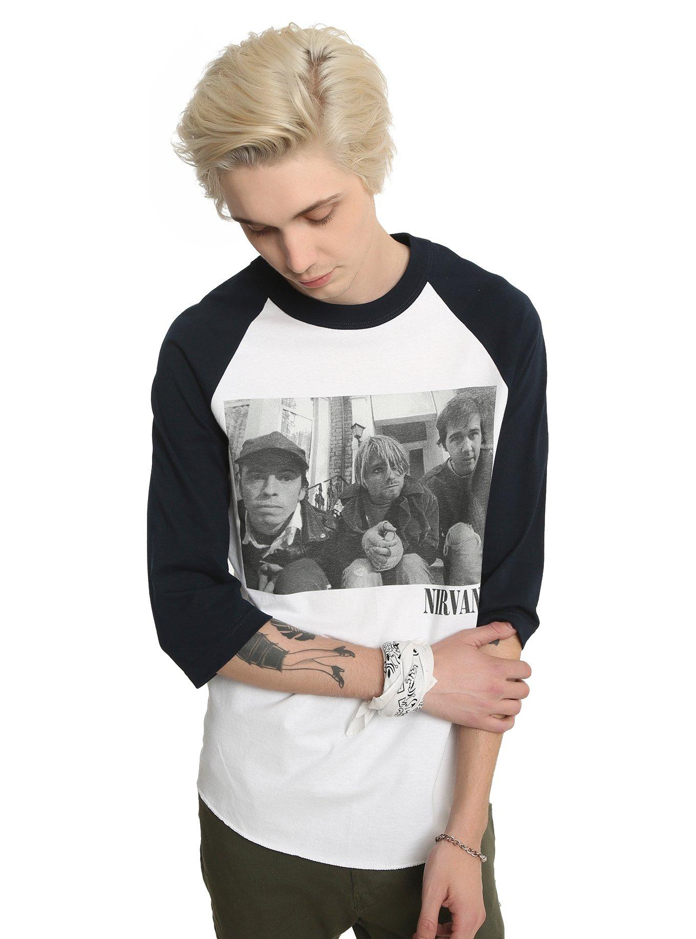 Nirvana Stairs Photo Raglan, WHITE, hi-res