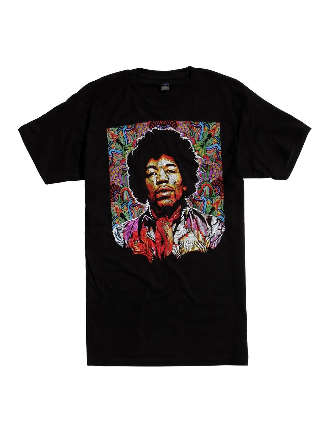 Jimi Hendrix Dots Portrait T-Shirt, BLACK, hi-res