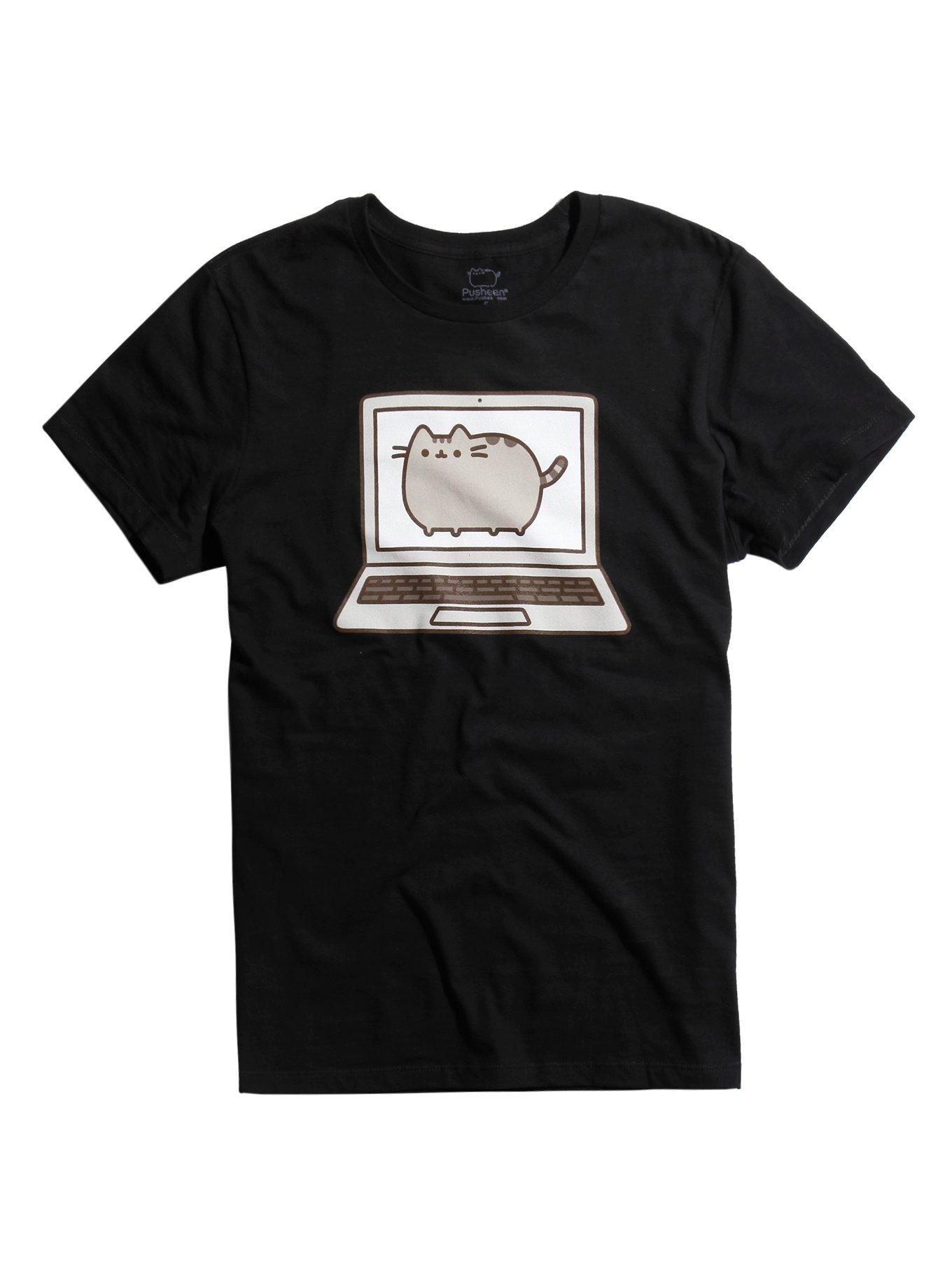 Pusheen Laptop T-Shirt, BLACK, hi-res