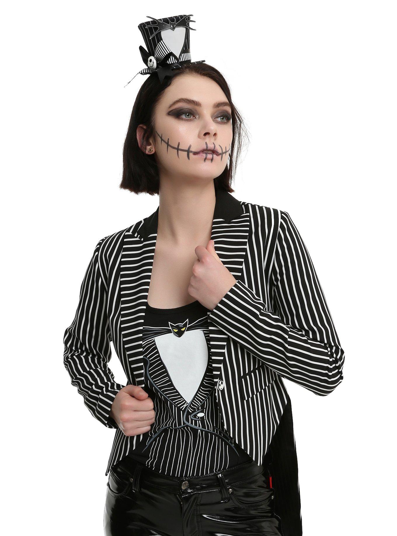 The Nightmare Before Christmas Jack Girls Pinstripe Jacket, PINSTRIPE, hi-res view 1