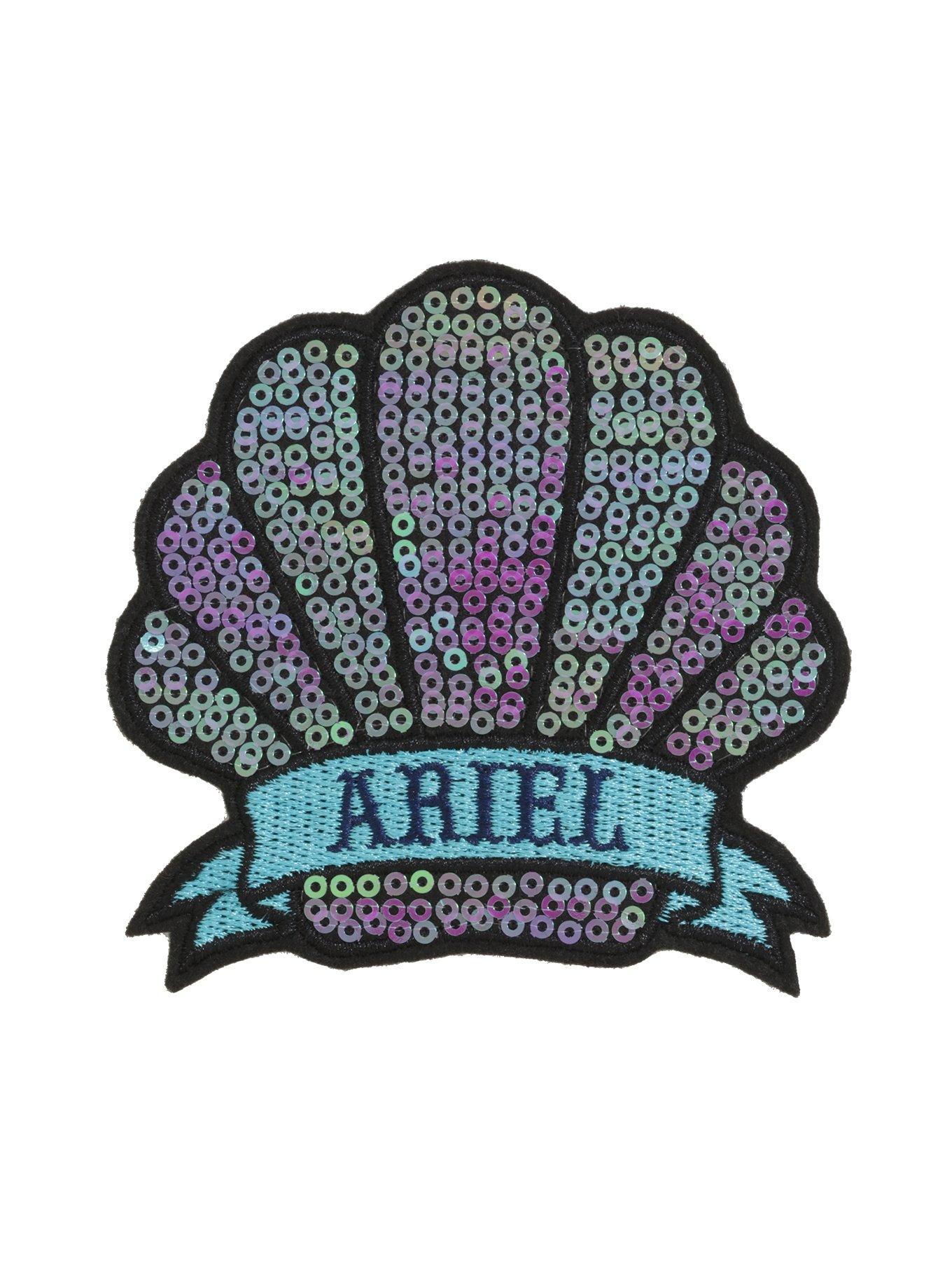Disney The Little Mermaid Sequin Seashell Iron-On Patch, , hi-res
