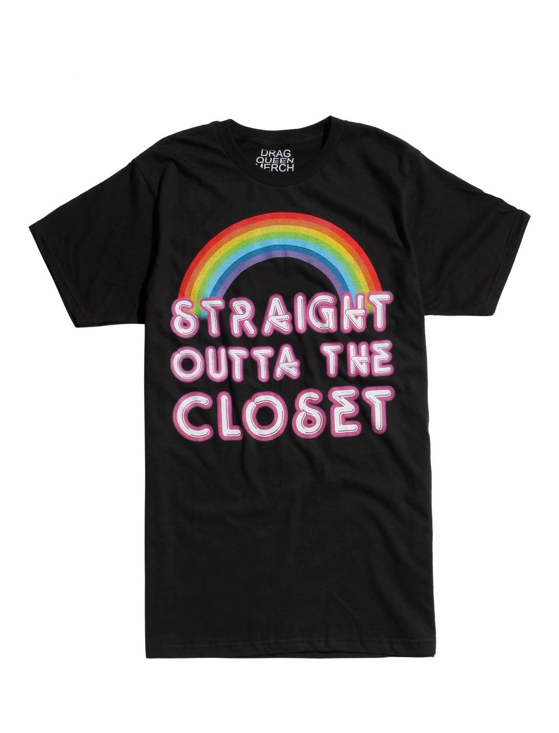 Drag Queen Merch Straight Outta The Closet T-Shirt, BLACK, hi-res
