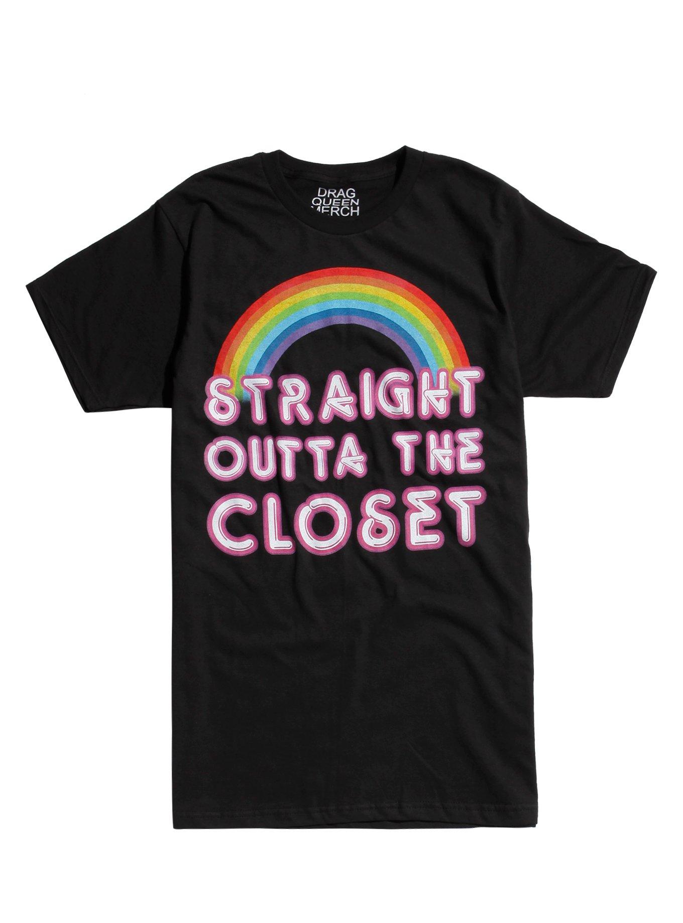 Drag Queen Merch Straight Outta The Closet T-Shirt, BLACK, hi-res