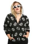 Skull Girls Hooded Sherpa Sweater Plus Size, BLACK, hi-res