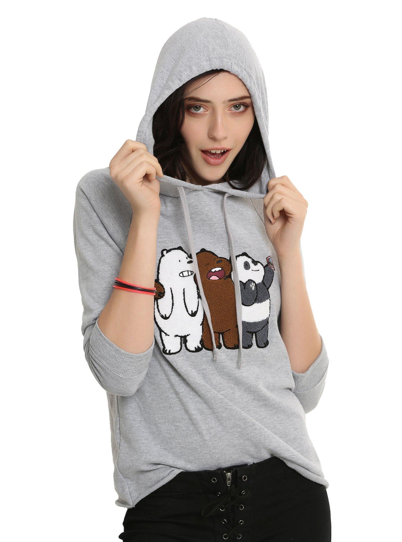 We Bare Bears Chenille Selfie Girls Hoodie, GREY, hi-res