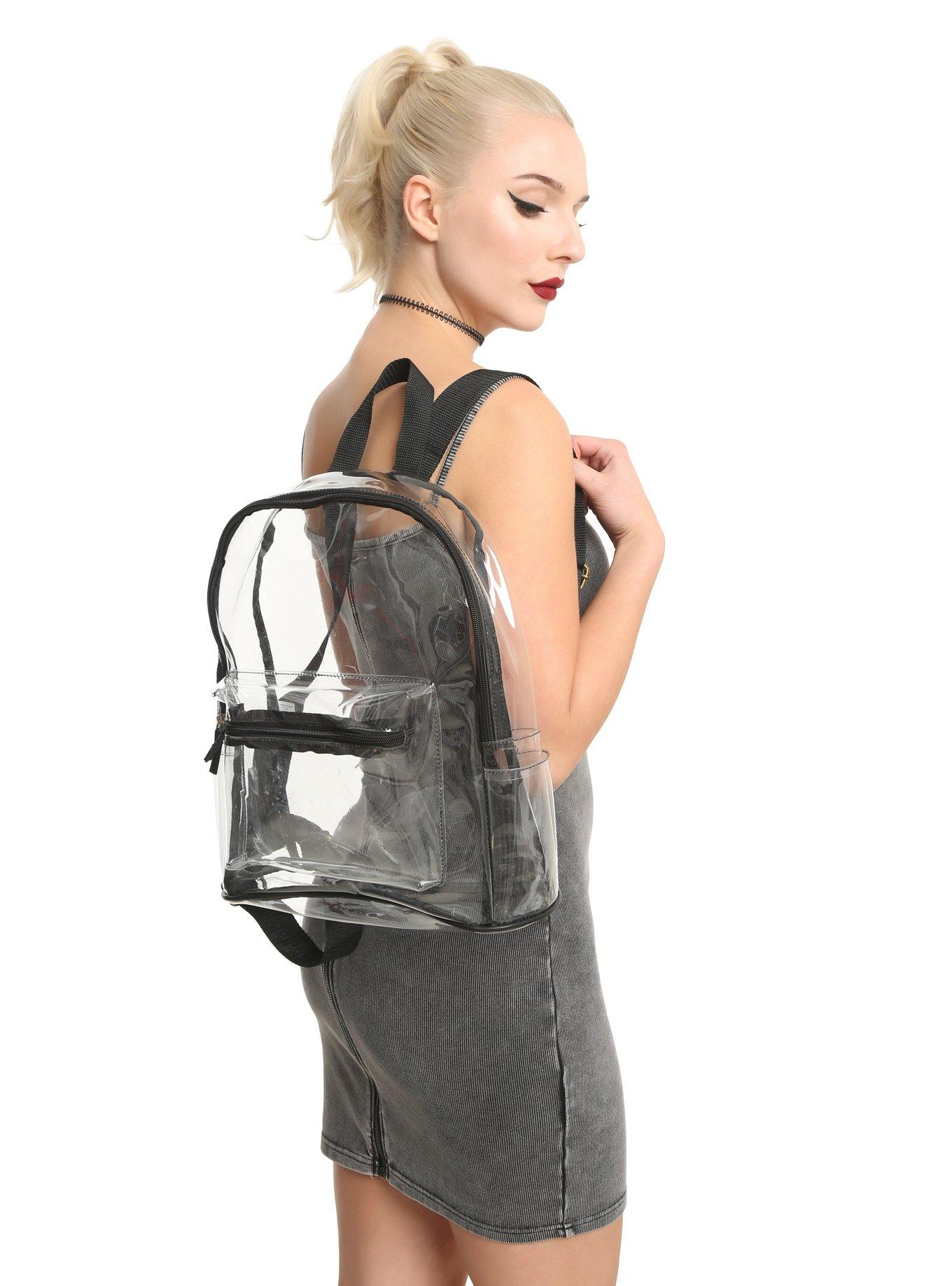 Clear Black Trim Backpack, , hi-res