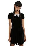 Black & White Collar Velvet Dress, BLACK, hi-res