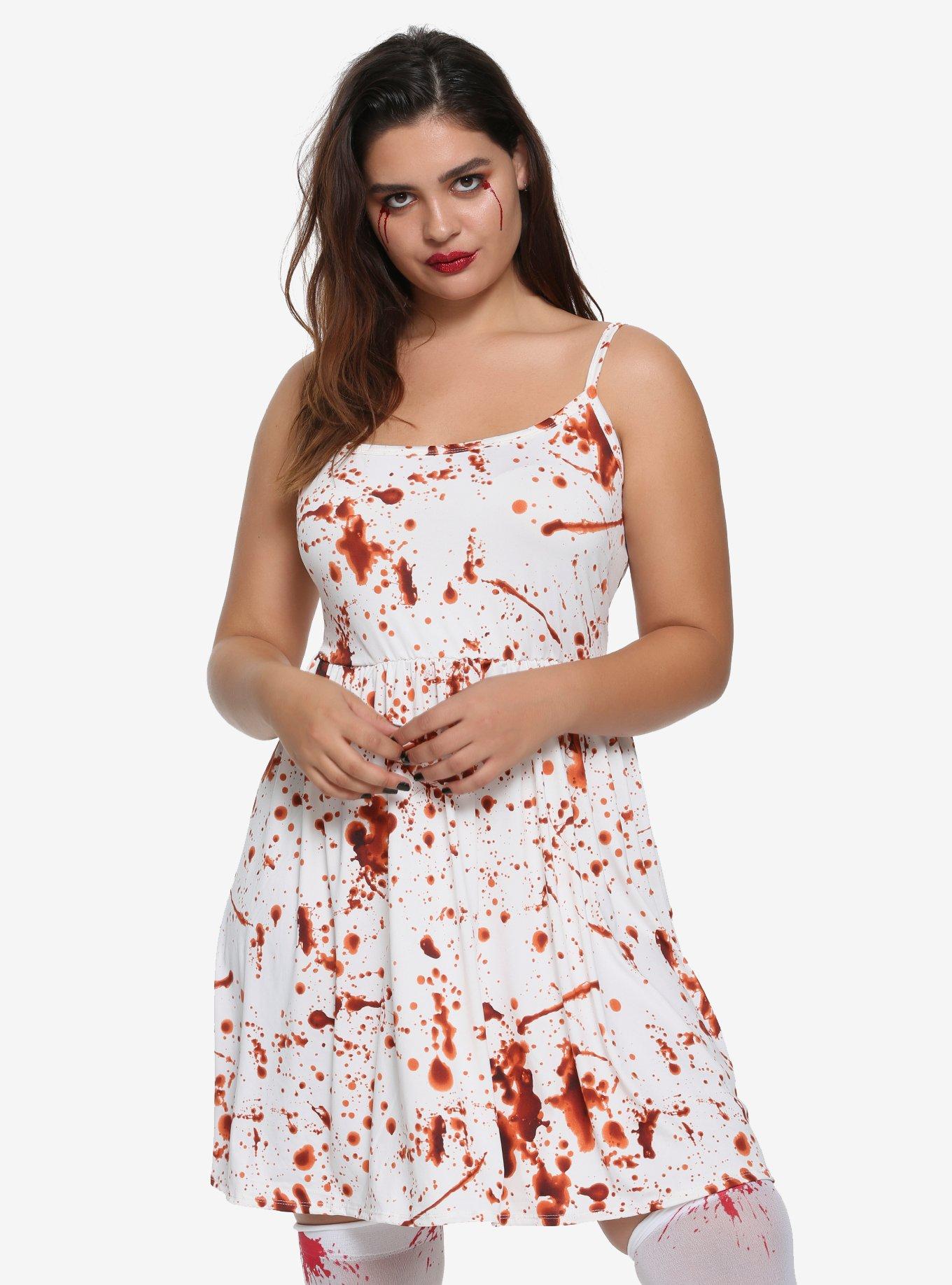 Blood Splatter Dress Plus Size, RED, hi-res
