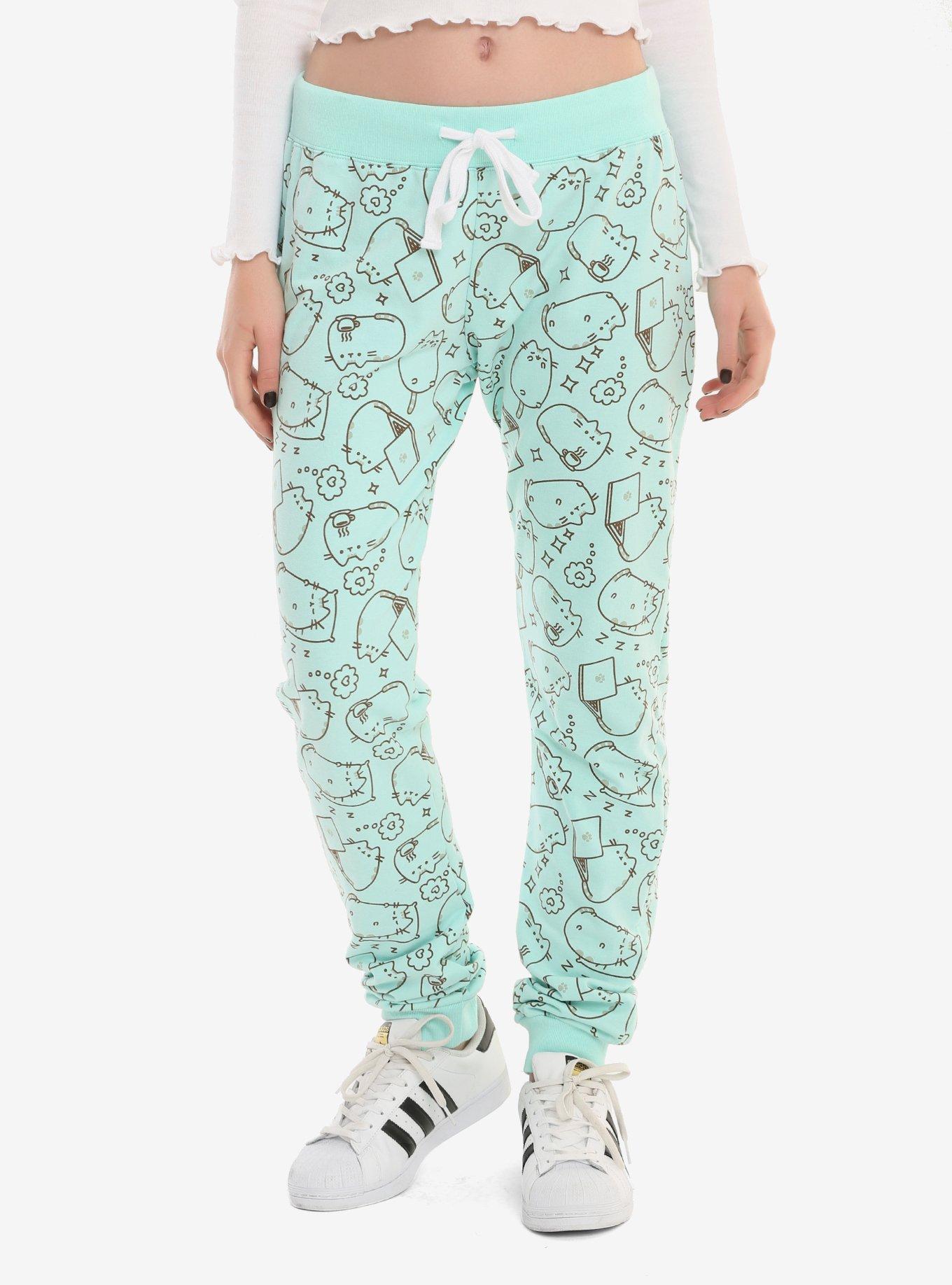 Pusheen Mint Tossed Print Girls Jogger Pants, MINT, hi-res