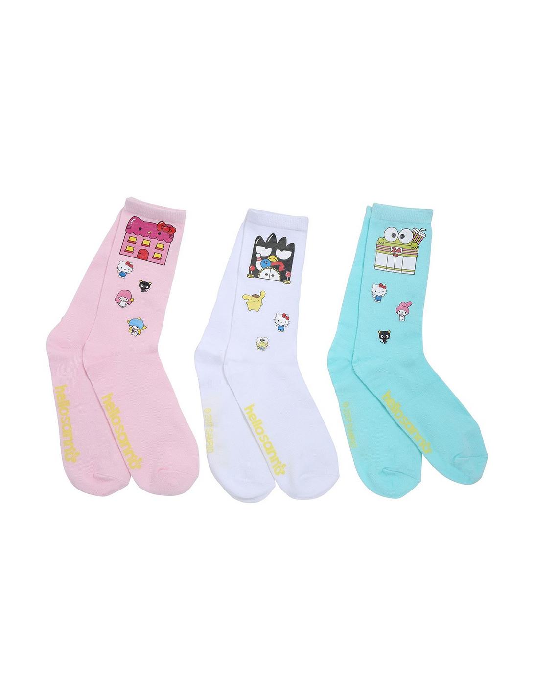 Hello Sanrio Town Crew Socks 3 Pair, , hi-res