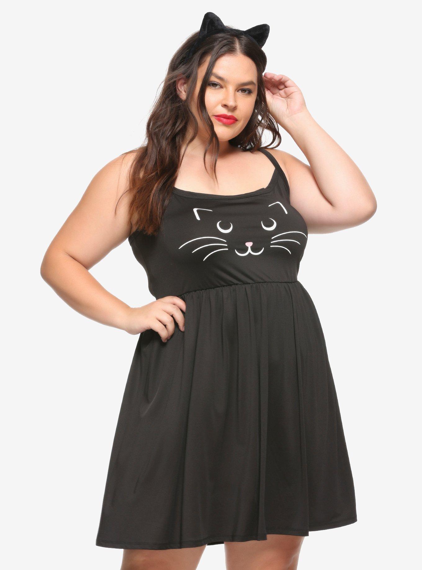 Cat Face Dress Plus Size, BLACK, hi-res