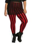 Blackheart Red & Black Stripe Leggings Plus Size, RED, hi-res