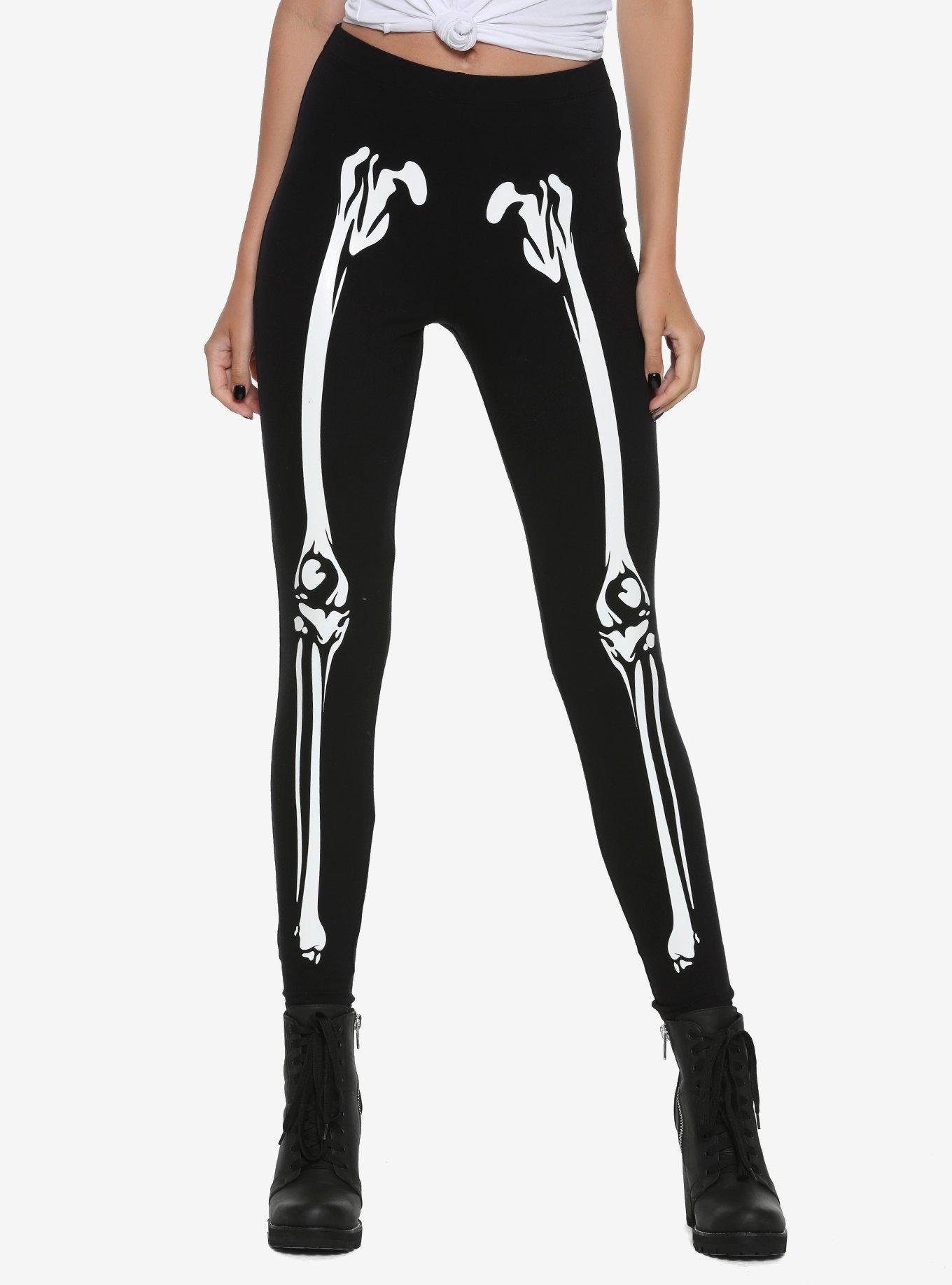 Skeleton Glow-In-The-Dark Leggings, Hot Topic