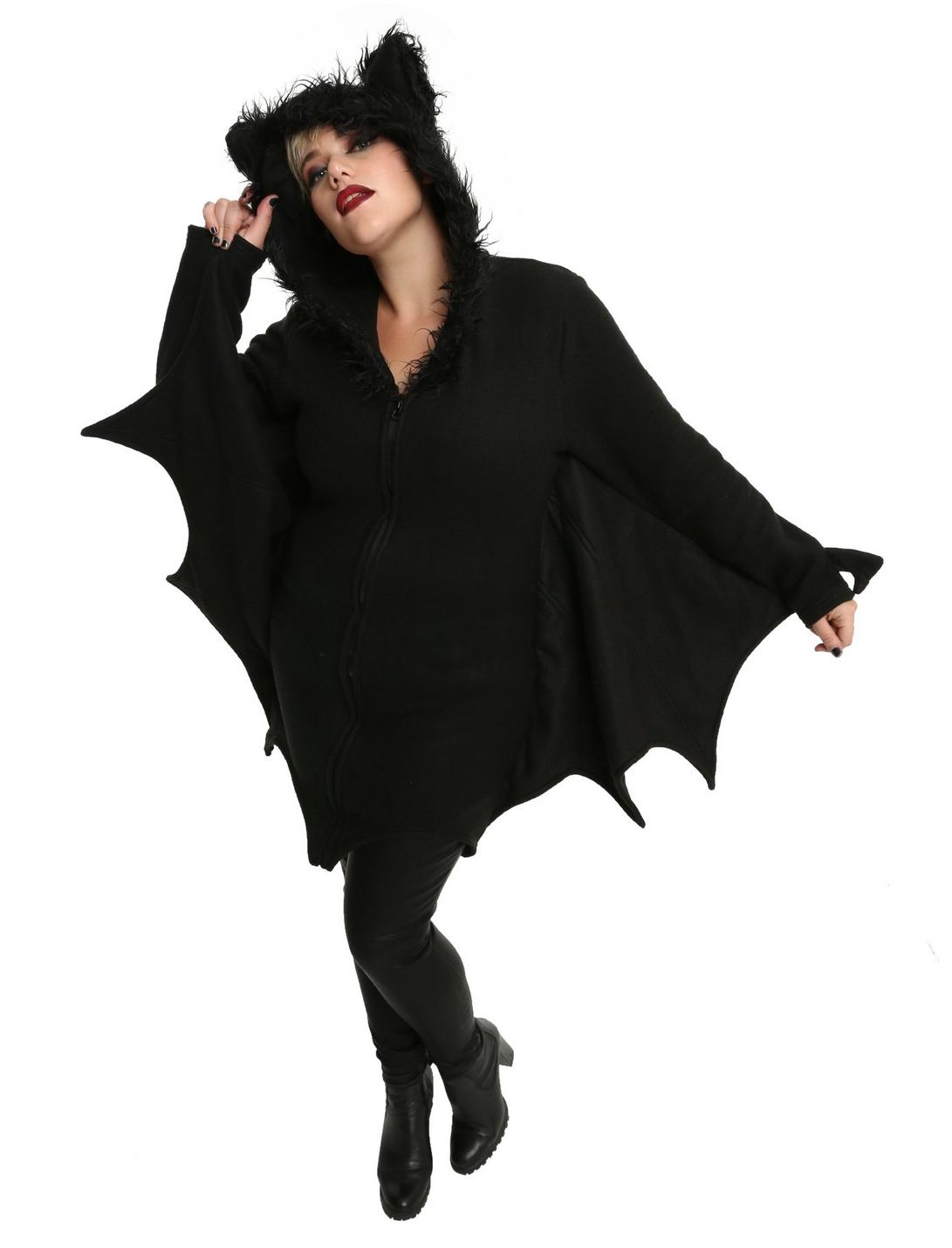 Cozy Bat Costume Plus Size, BLACK, hi-res