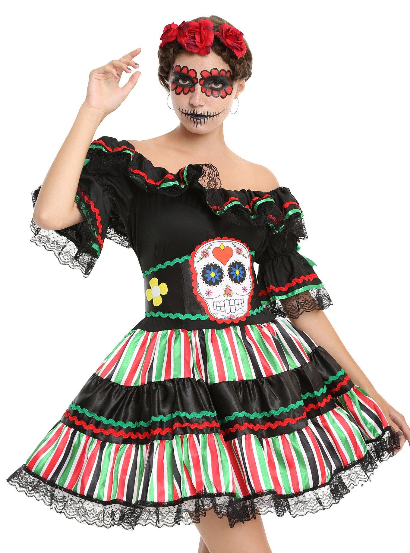 Day Of The Dead Doll Costume, MULTI, hi-res
