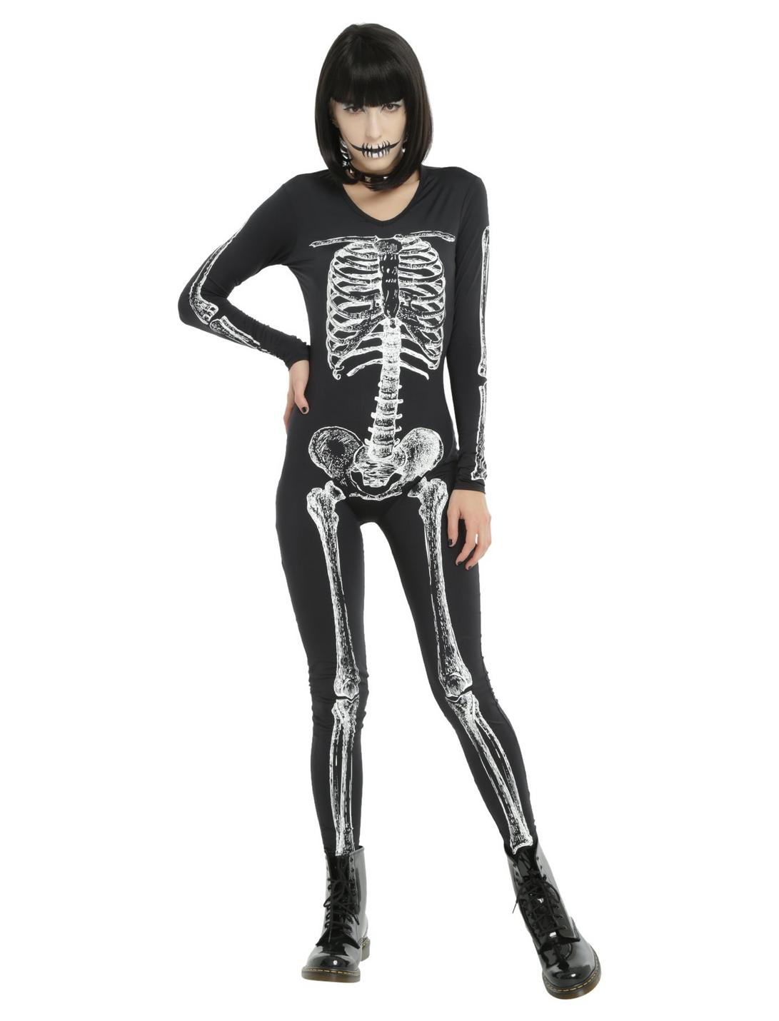 Skeleton Catsuit, WHITE, hi-res