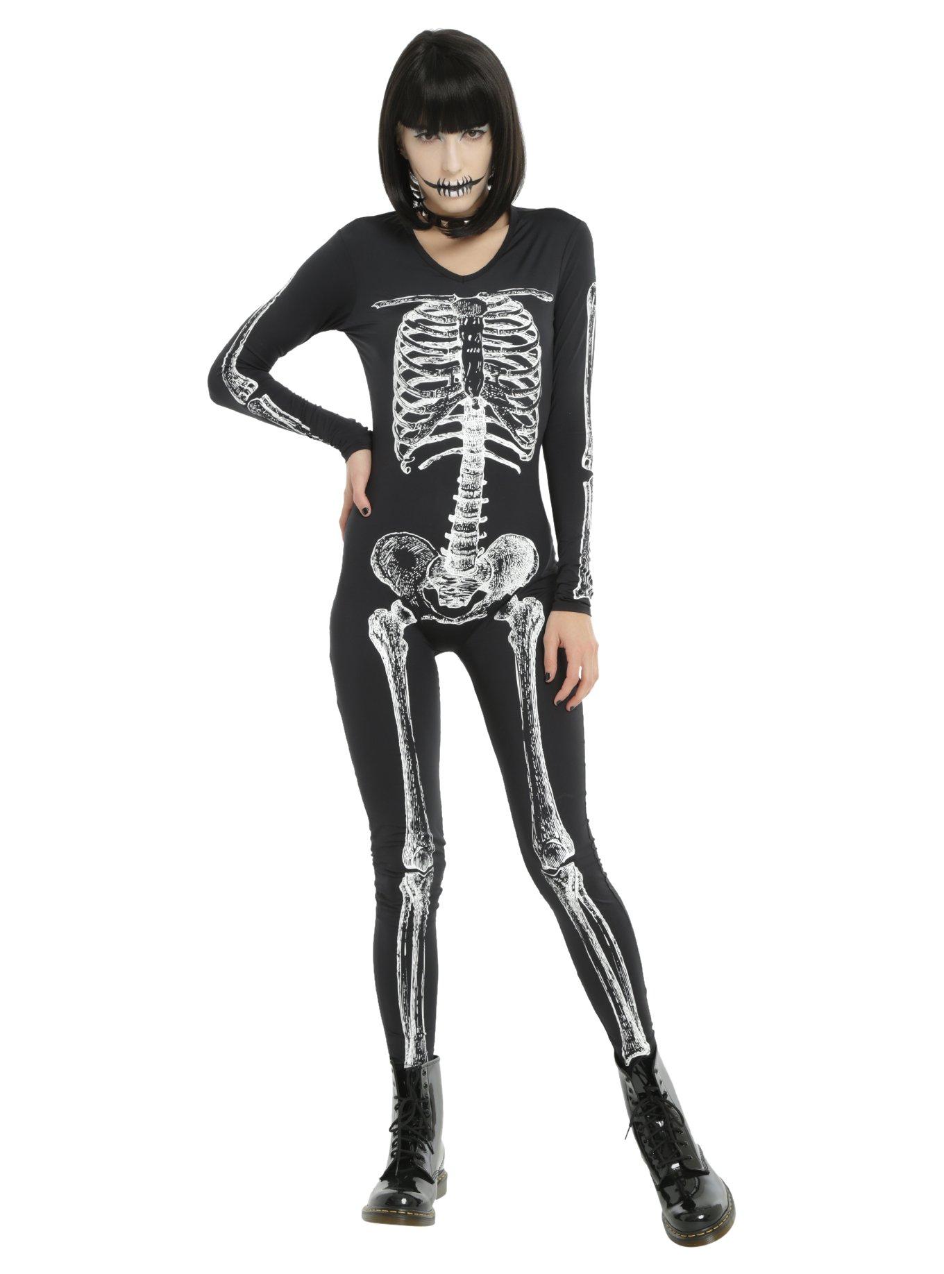 Skeleton Catsuit, WHITE, hi-res