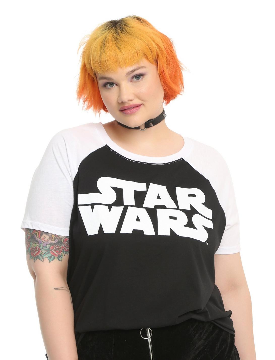 Her Universe Star Wars Logo Girls Raglan Plus Size, BLACK, hi-res