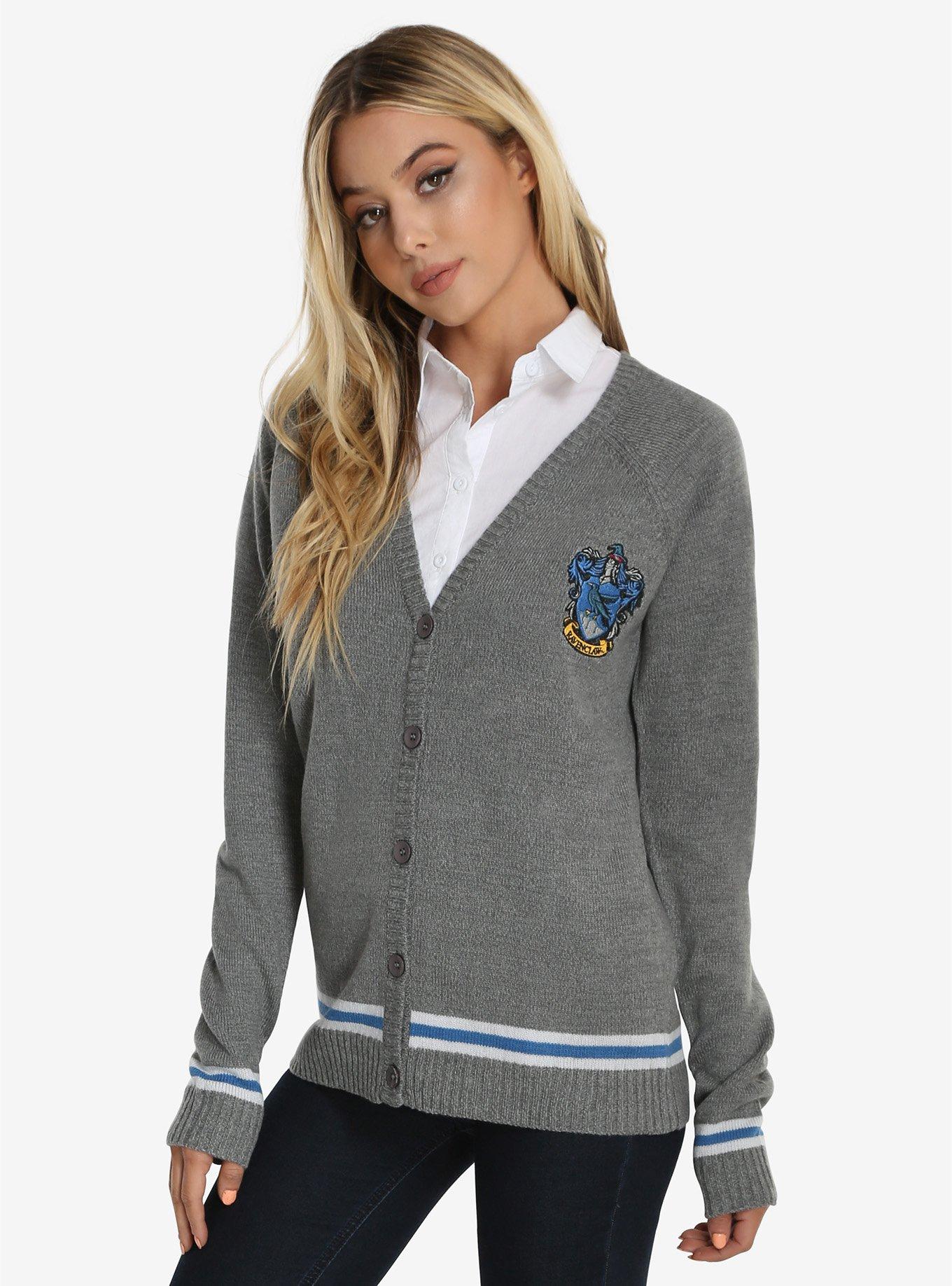 Harry Potter Ravenclaw Crest Womens Cardigan, GREY, hi-res