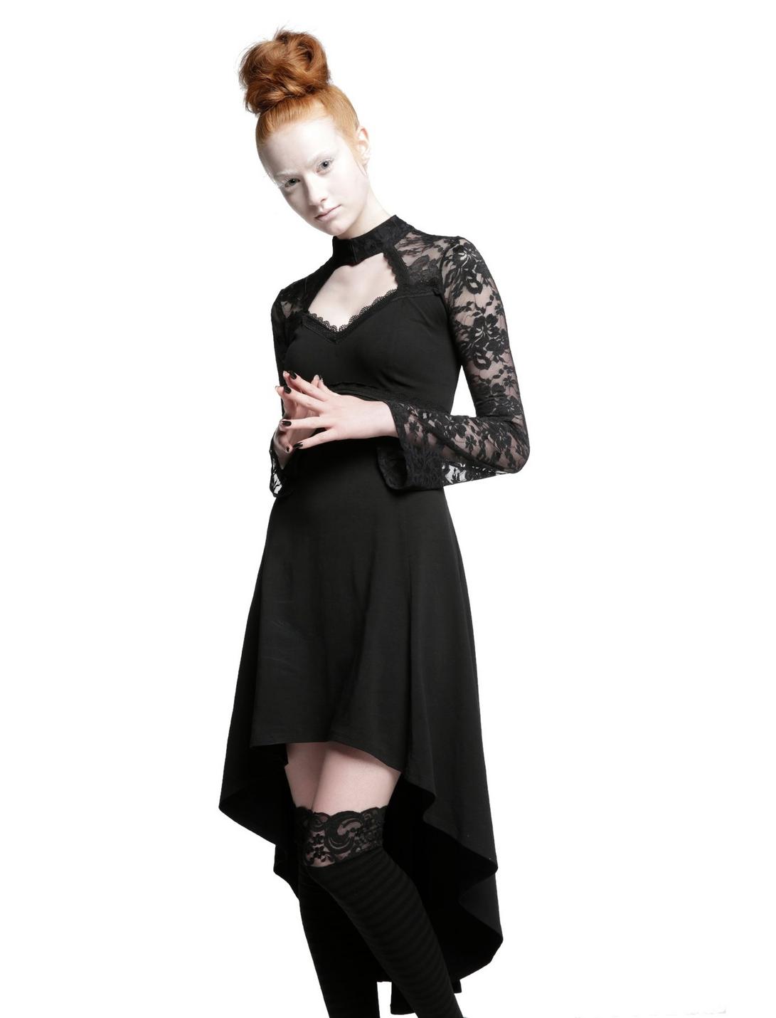 Royal Bones By Tripp Black Lace Keyhole Hi-Low Dress, BLACK, hi-res