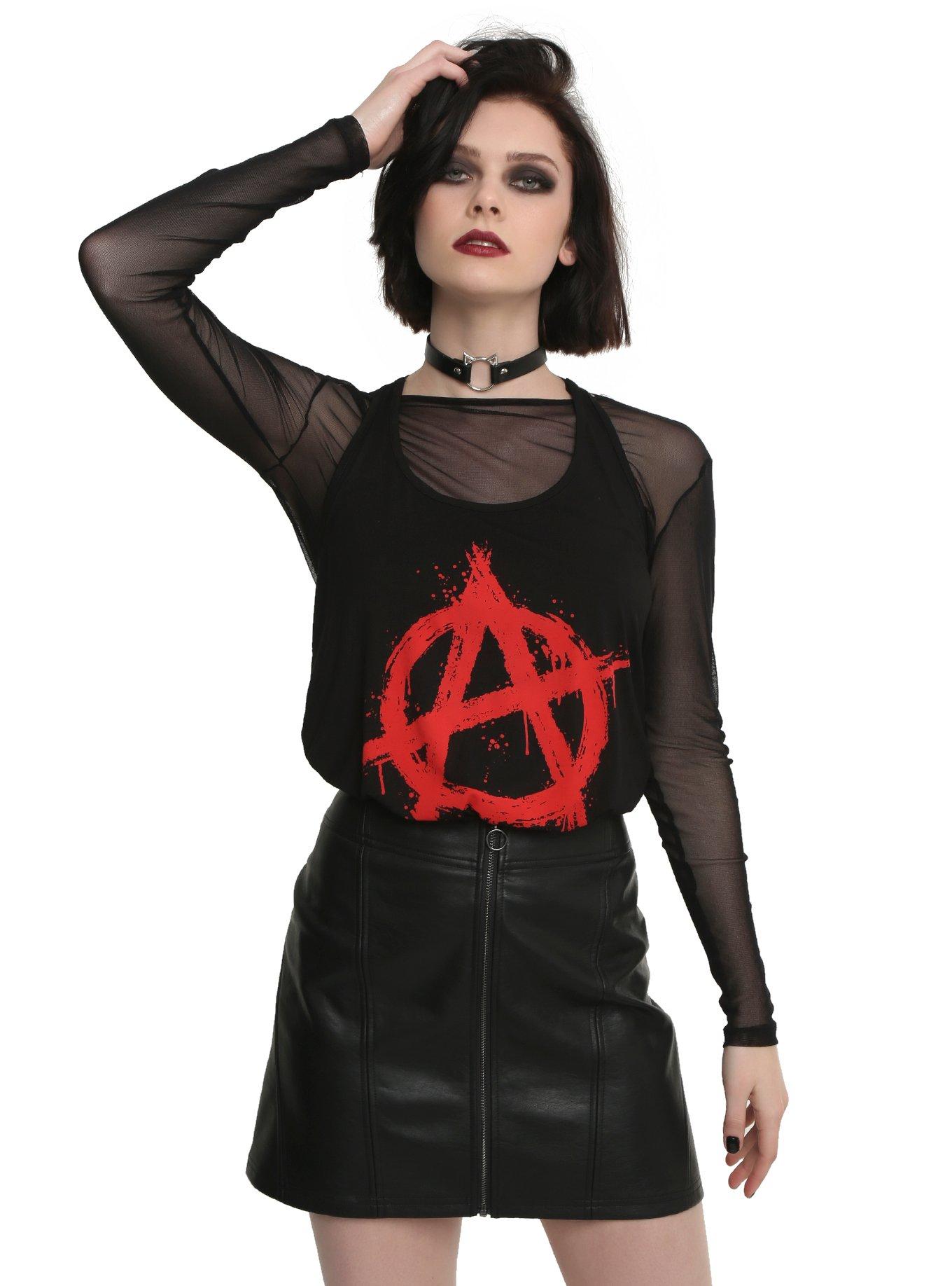 Anarchy Strap Back Girls Tank Top, BLACK, hi-res