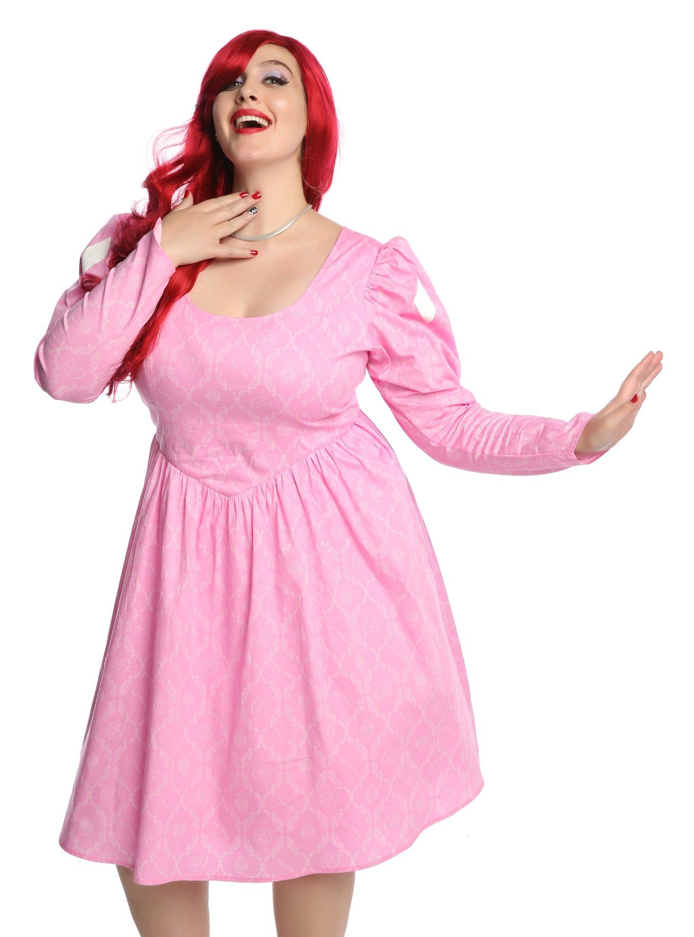 Disney The Little Mermaid Pink Dress Plus Size, PINK, hi-res