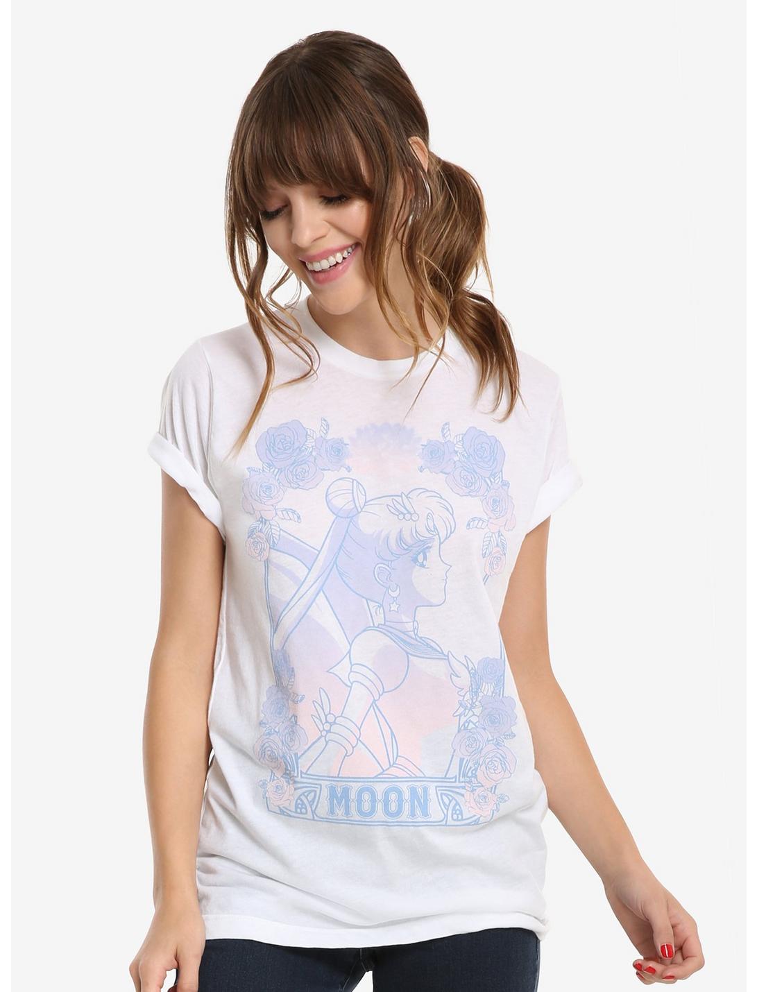Sailor Moon Floral Flame Womens Tee, WHITE, hi-res
