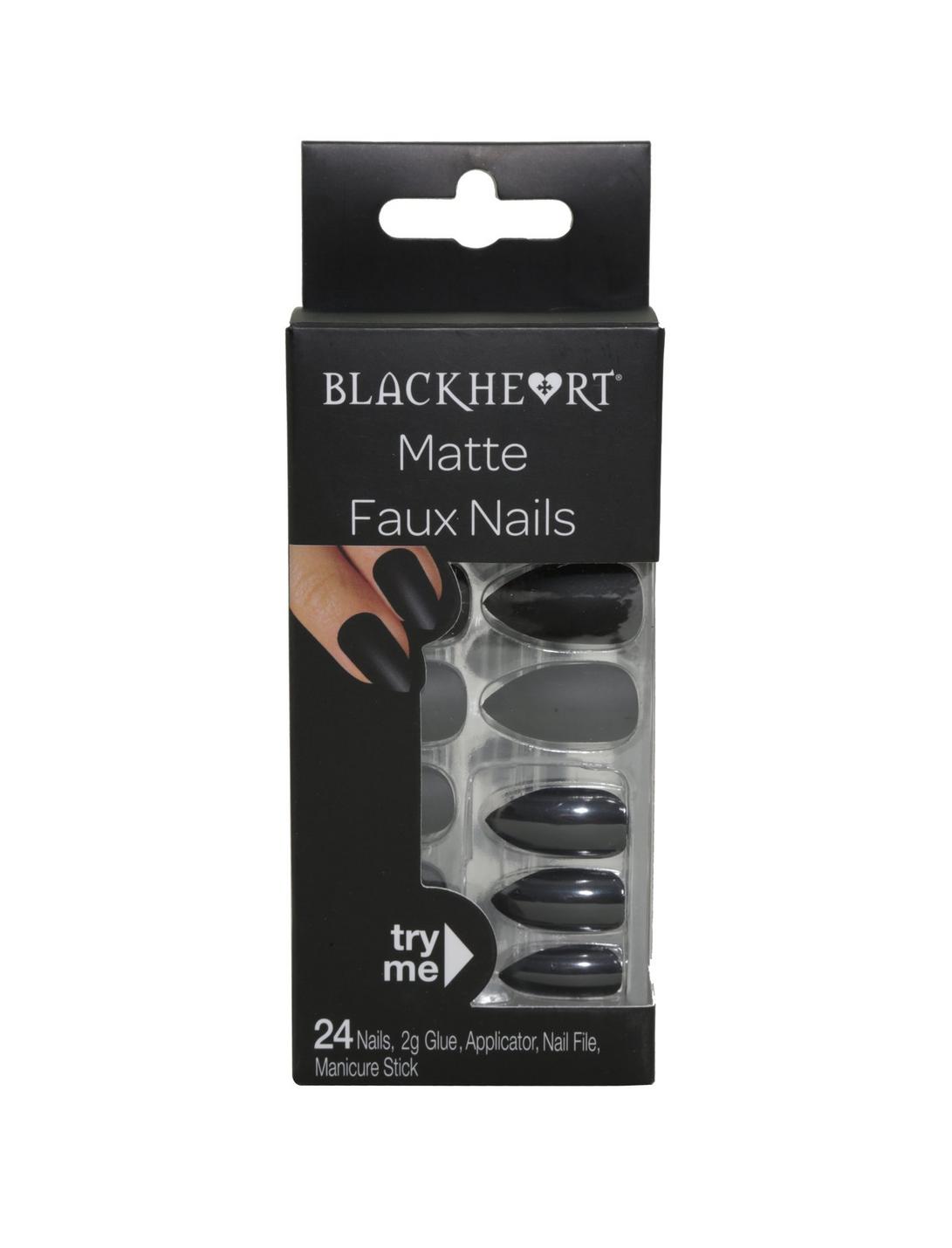 Blackheart Beauty Matte Black Faux Stiletto Nails, , hi-res