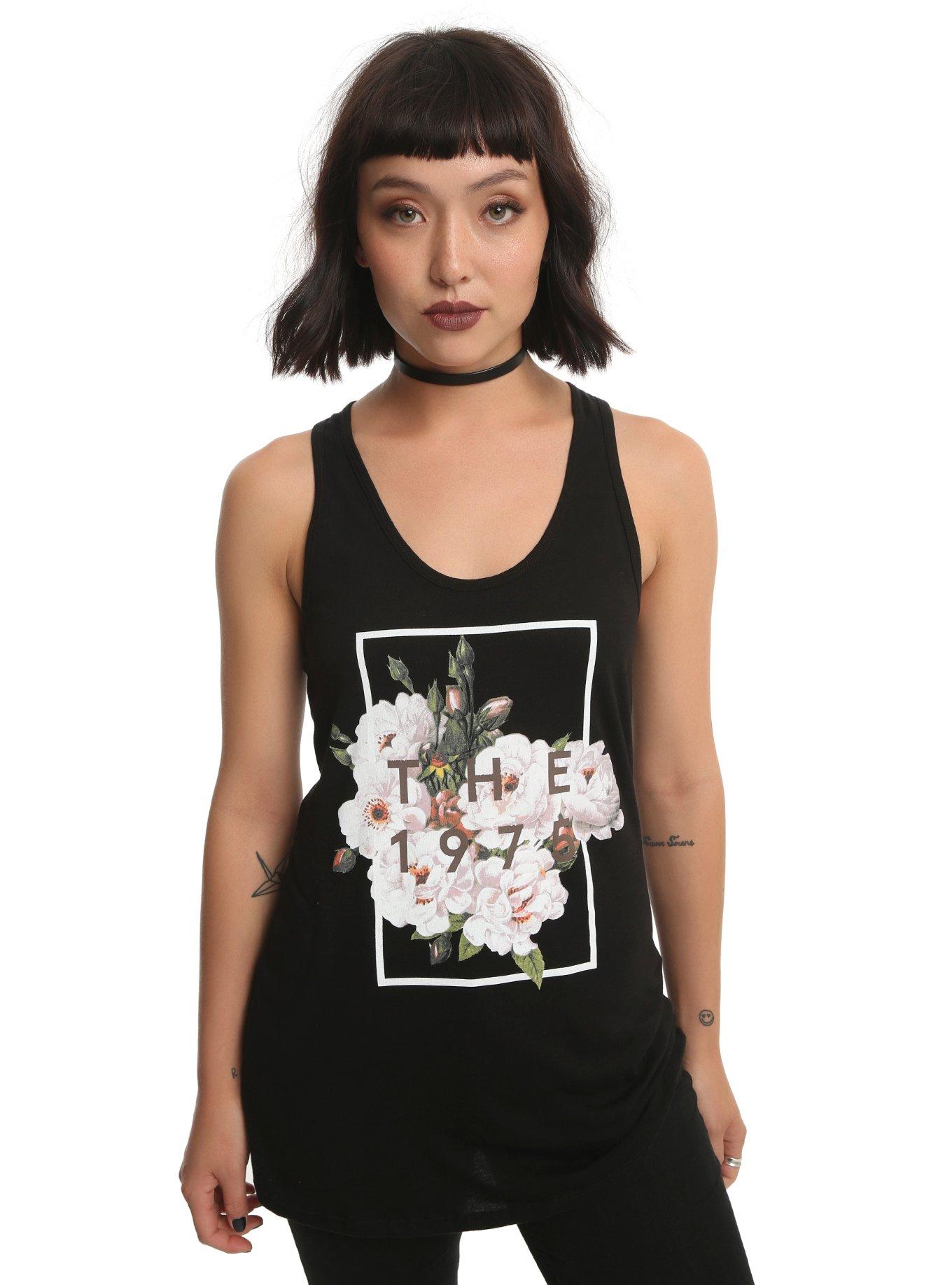 The 1975 Flower Logo Tank Top, BLACK, hi-res