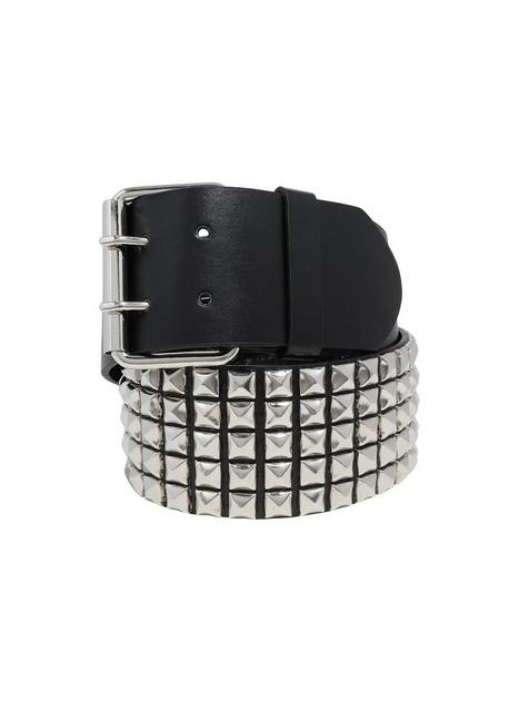Black Faux Leather 5 Row Pyramid Stud Belt | Hot Topic