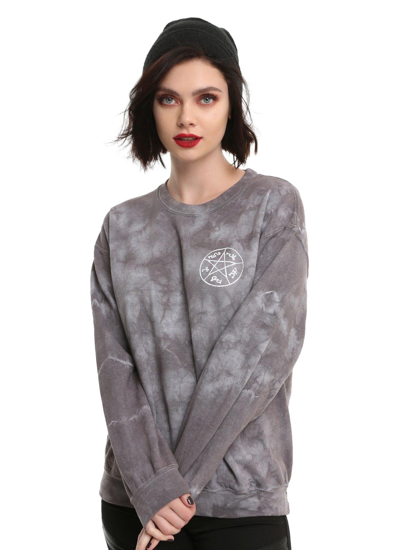 Supernatural Saving People Hunting Things Tie Dye Girls Sweatshirt, GREY, hi-res