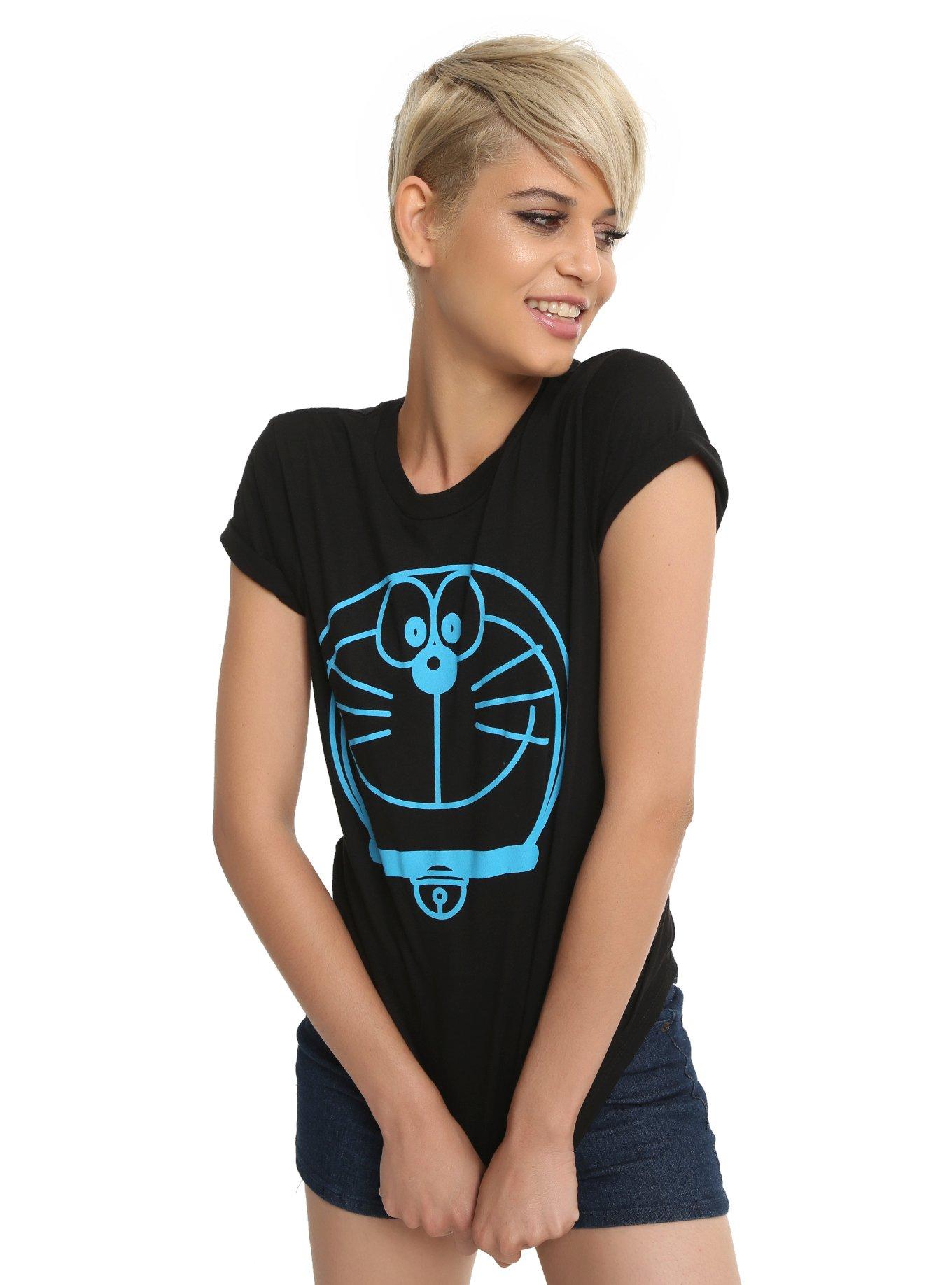 Doraemon Embroidered Pink shirt with t shirt for Women