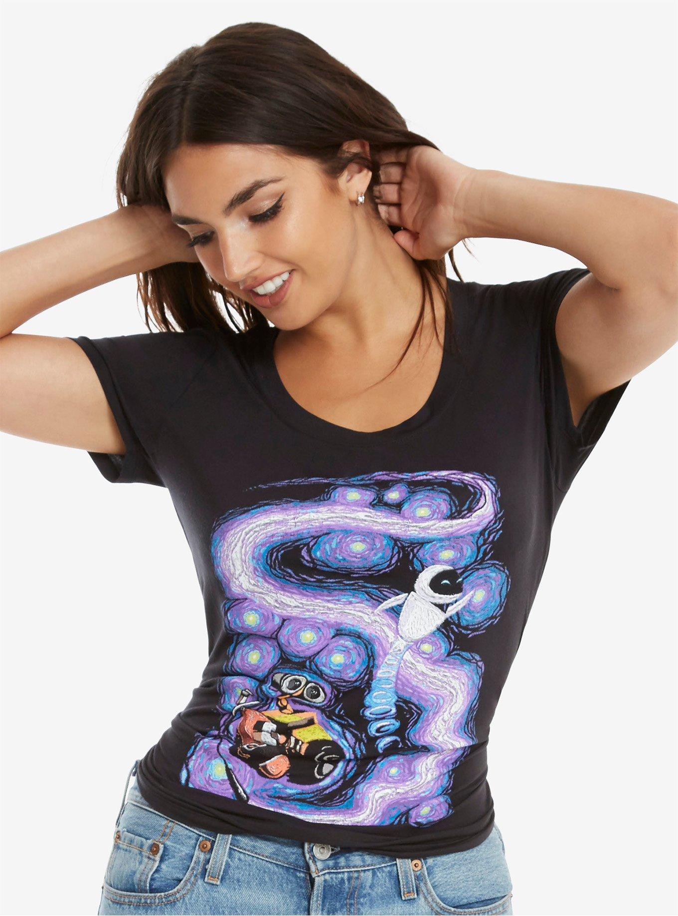Disney Pixar WALL-E Starry WALL-E & EVE Womens Tee, BLACK, hi-res